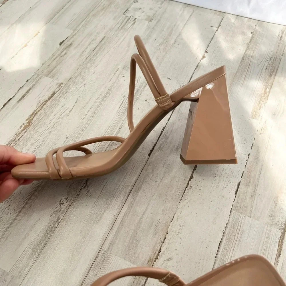 Abound Austyn Tubular Strappy Block Heeled Sandal Tan Mocha Size 9 - Picture 2 of 11
